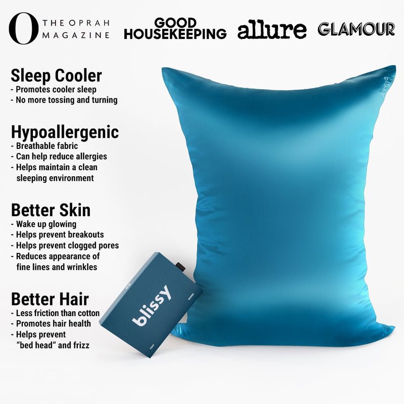 Aqua Mulberry Silk Pillowcase – Blissy Queen
