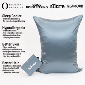 Ash Blue Mulberry Silk Pillowcase – Blissy Standard