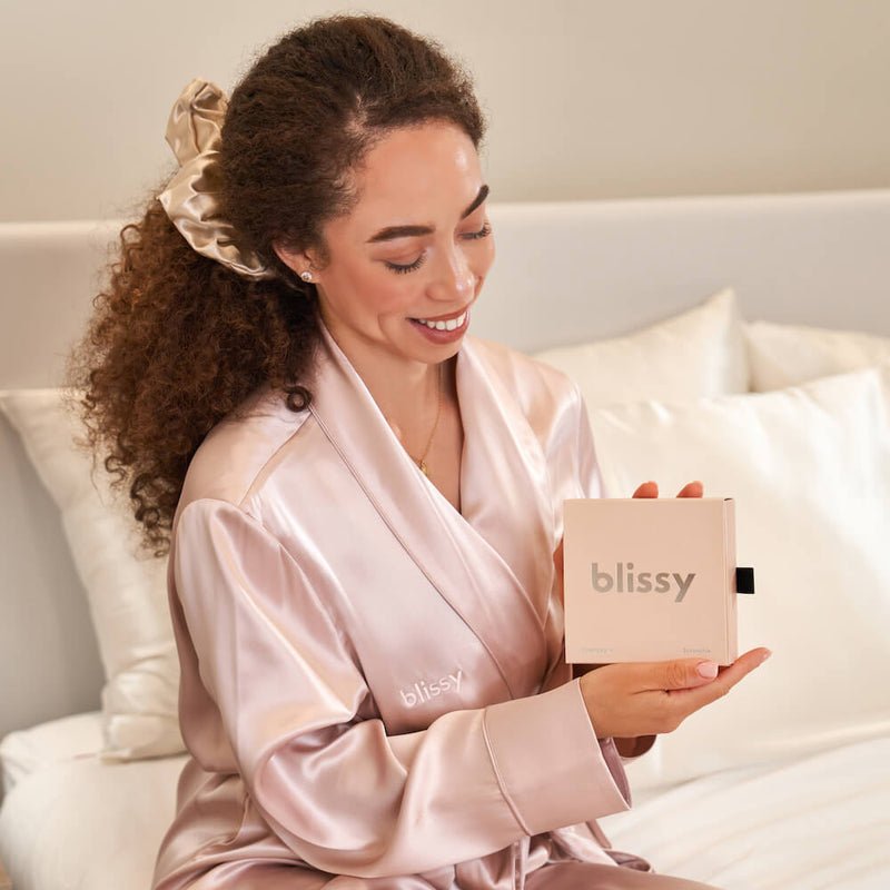 Blissy Champagne Silk Blissy Oversized Scrunchie Detail –