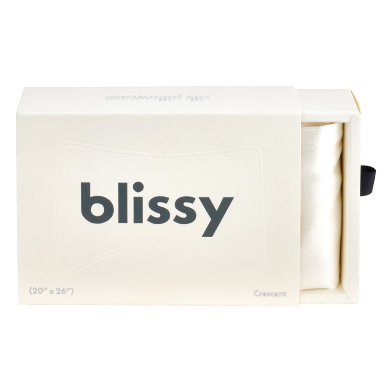 Blissy White Silk Crescent Pillowcase Detail – Queen