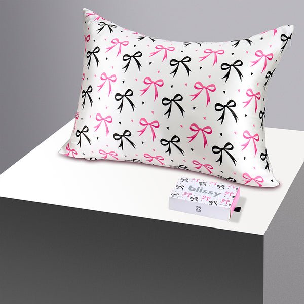 Blissy Queen Dancing Bows Pillowcase – 22 Momme Mulberry Silk, 100% Silk