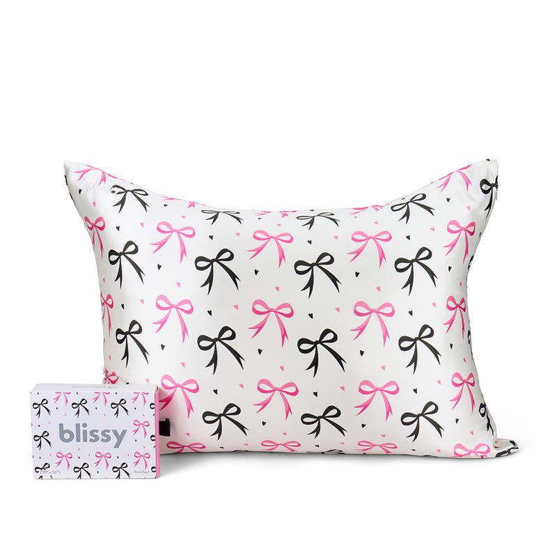 Blissy Dancing Bows Silk Pillowcase Detail – Queen
