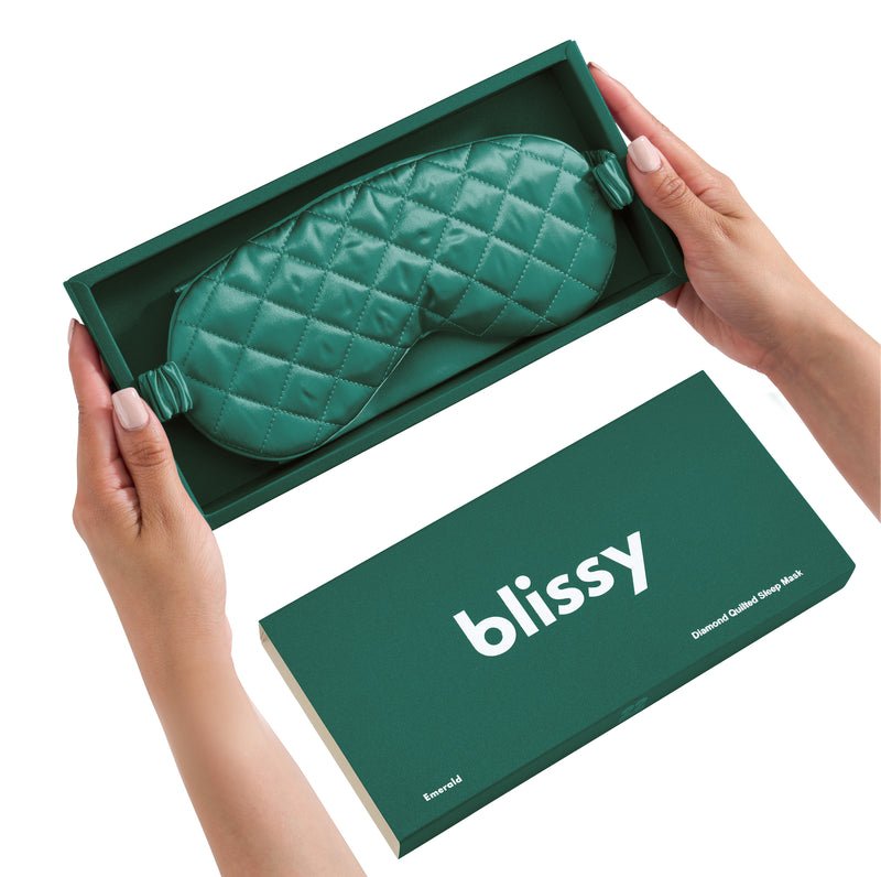 Blissy Emerald Silk Sleep Mask Detail –
