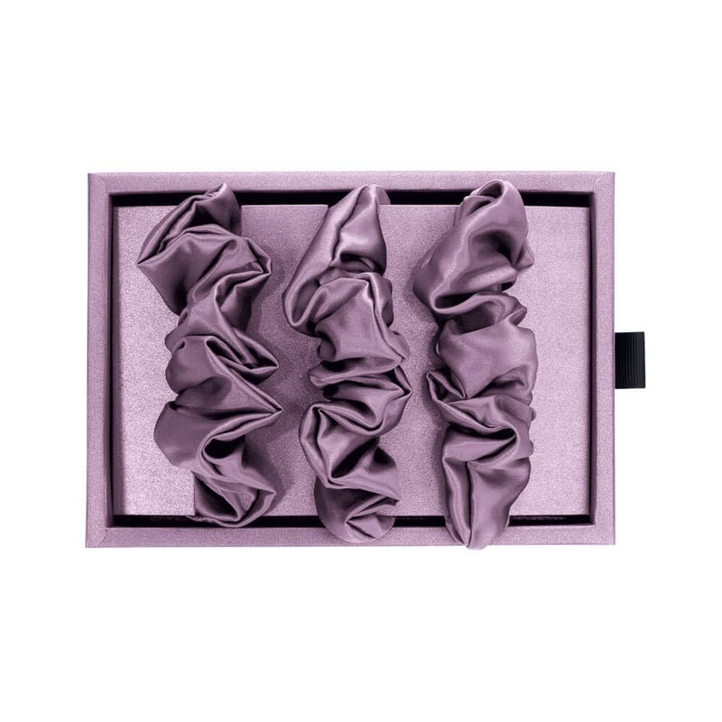 Lavender Blissy Scrunchies Close-Up – Blissy 22 Momme Silk