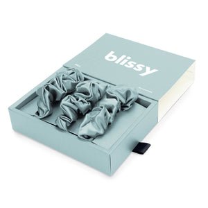 Blissy Mint Blissy Scrunchies – 22 Momme Mulberry Silk, 100% Silk