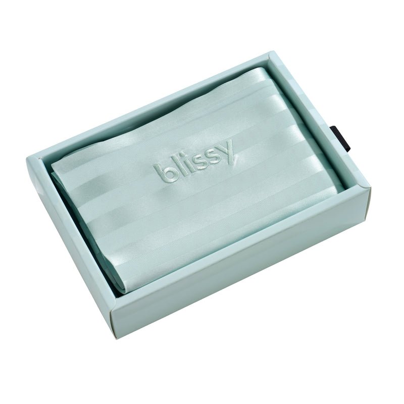 Blissy Mulberry Silk Pillowcase – Mint Striped King