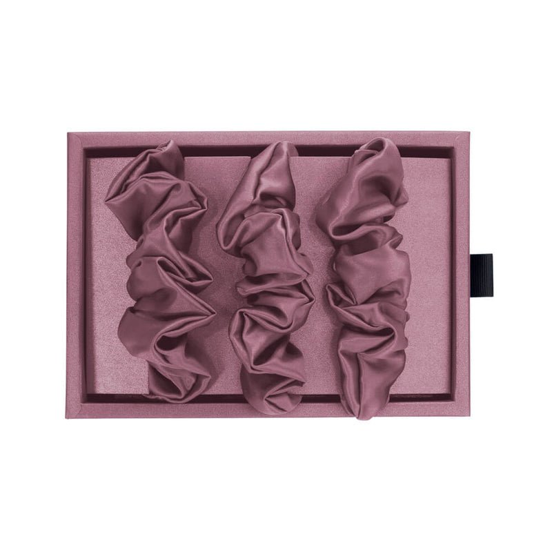 Plum Blissy Scrunchies Close-Up – Blissy 22 Momme Silk