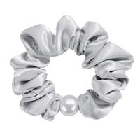 Blissy Mulberry Silk Blissy Pearl Scrunchies – Silver