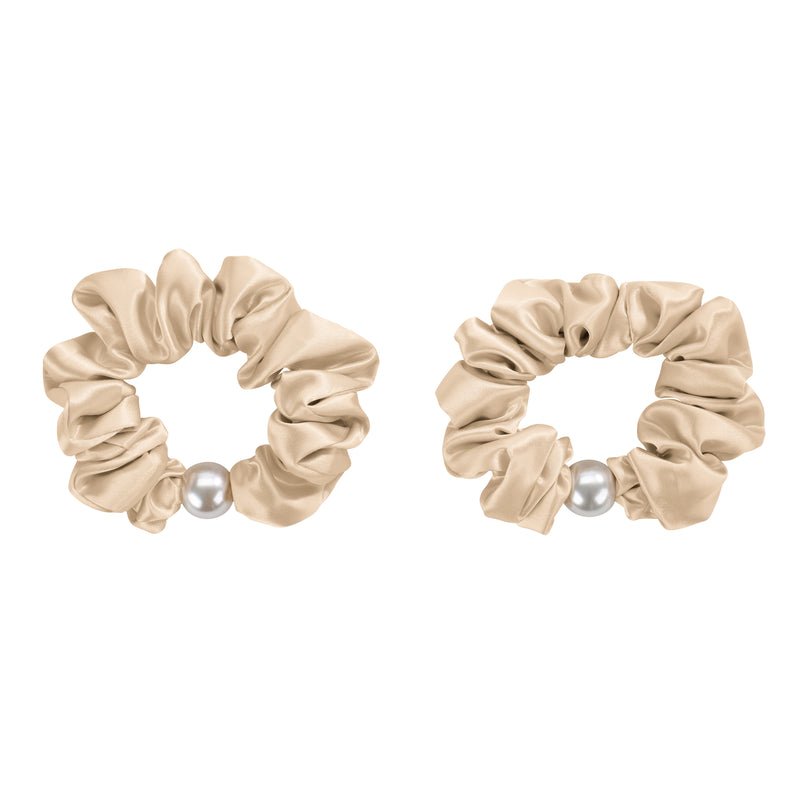Blissy Mulberry Silk Blissy Pearl Scrunchies – Taupe