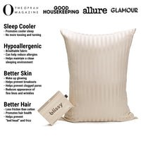 Champagne Striped Mulberry Silk Pillowcase – Blissy King