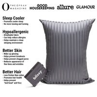 Grey Striped Mulberry Silk Pillowcase – Blissy King