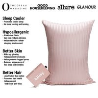Pink Striped Mulberry Silk Pillowcase – Blissy King