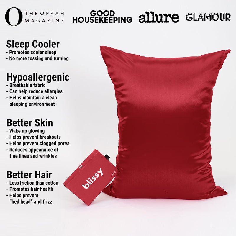 (Product)Red Mulberry Silk Pillowcase – Blissy King