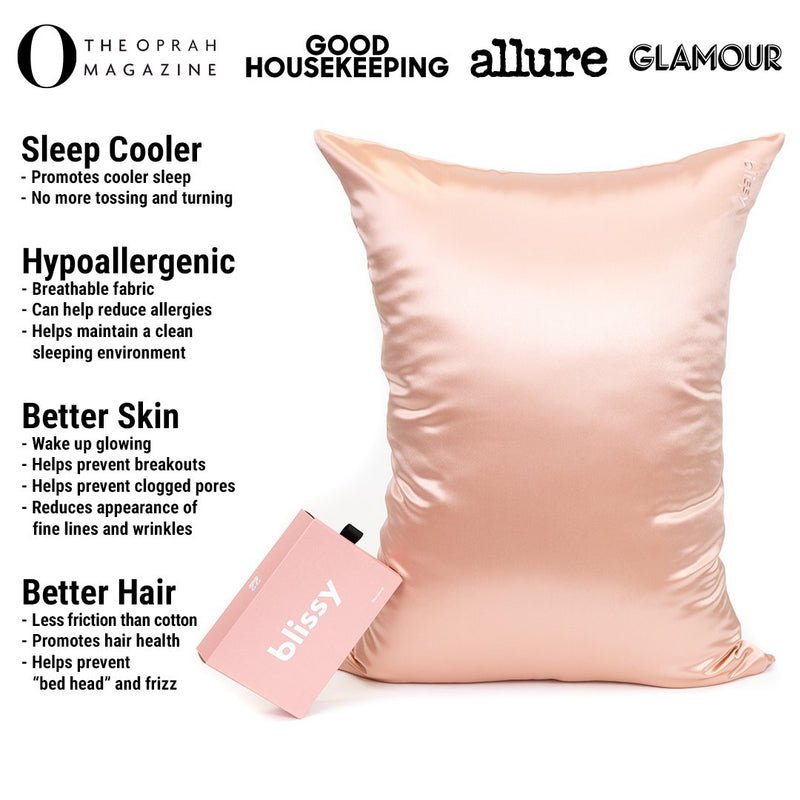 Rose Gold Mulberry Silk Pillowcase – Blissy King