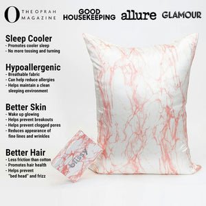 Rose White Marble Mulberry Silk Pillowcase – Blissy King