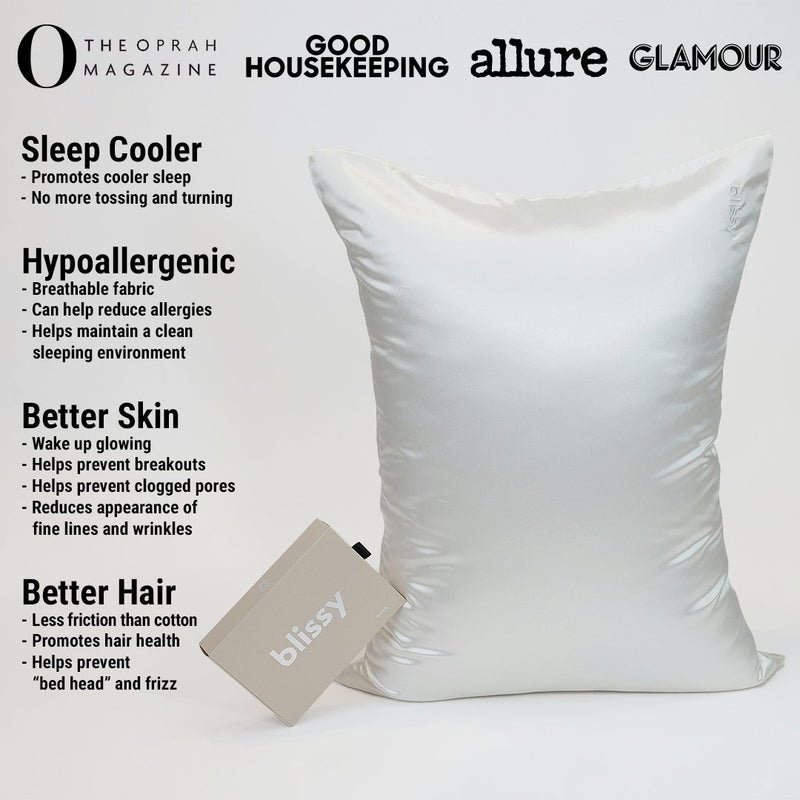 White Mulberry Silk Pillowcase – Blissy Standard