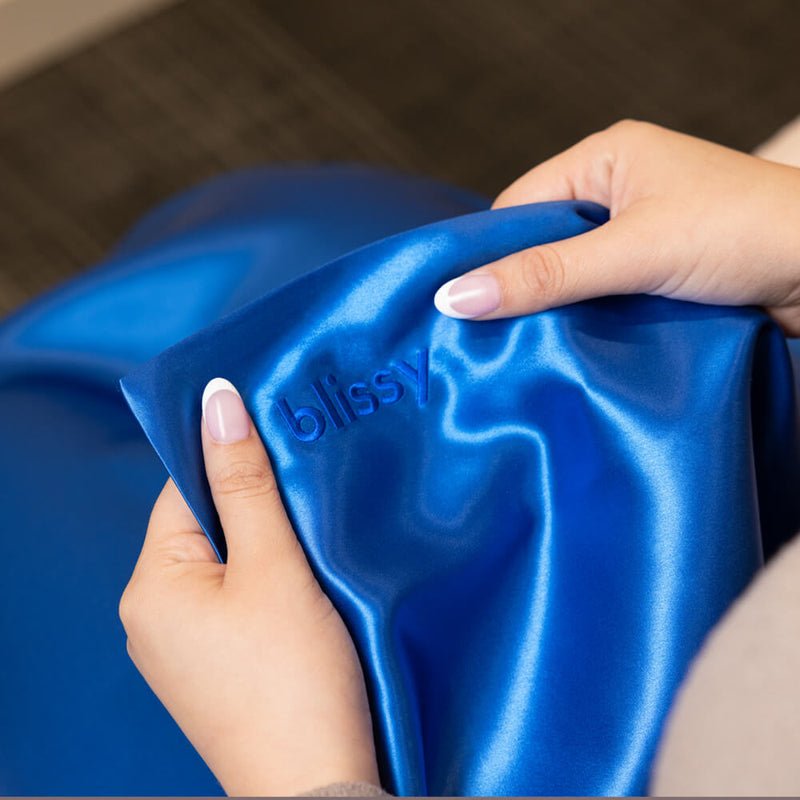 Azure Pillowcase Close-Up – Blissy 22 Momme Silk
