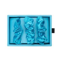 Bahama Blue Blissy Scrunchies Close-Up – Blissy 22 Momme Silk