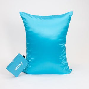 Blissy Bahama Blue Silk Pillowcase Detail – King