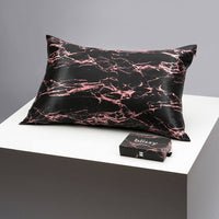Blissy King Rose Black Marble Pillowcase – 22 Momme Mulberry Silk, 100% Silk