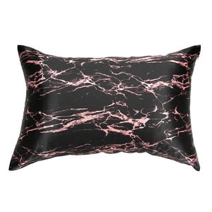 Rose Black Marble Pillowcase Close-Up – Blissy 22 Momme Silk