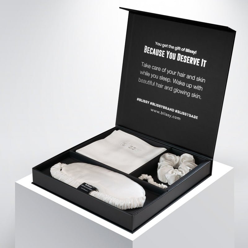 Blissy Standard White Blissy Dream Set – 22 Momme Mulberry Silk, 100% Silk