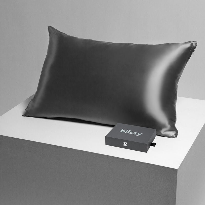 Blissy Queen Grey Pillowcase – 22 Momme Mulberry Silk, 100% Silk