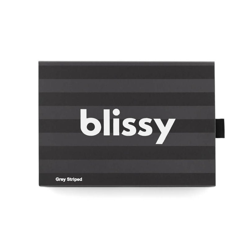 Blissy King Grey Striped Pillowcase Lifestyle – Mulberry Silk