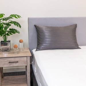 Blissy Mulberry Silk Pillowcase – Grey Striped Queen