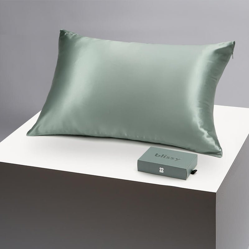 Blissy Standard Matcha Pillowcase – 22 Momme Mulberry Silk, 100% Silk