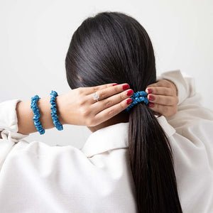 Aqua Mulberry Silk Blissy Skinny Scrunchies – Blissy