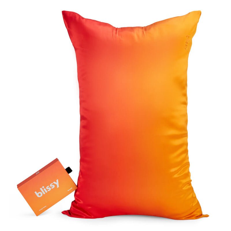Blissy Orange Ombre Silk Pillowcase Detail – King