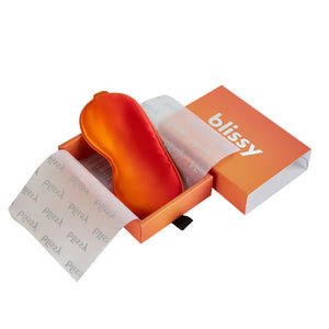 Orange Ombre Sleep Mask Close-Up – Blissy 22 Momme Silk