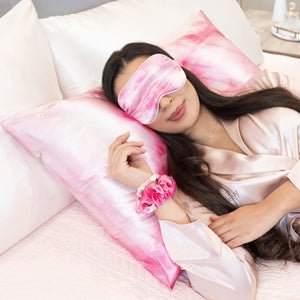 Pink Tie-Dye Pillowcase Close-Up – Blissy 22 Momme Silk