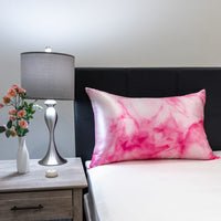 Pink Tie-Dye Pillowcase Close-Up – Blissy 22 Momme Silk
