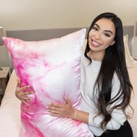 Blissy Queen Pink Tie-Dye Pillowcase Lifestyle – Mulberry Silk
