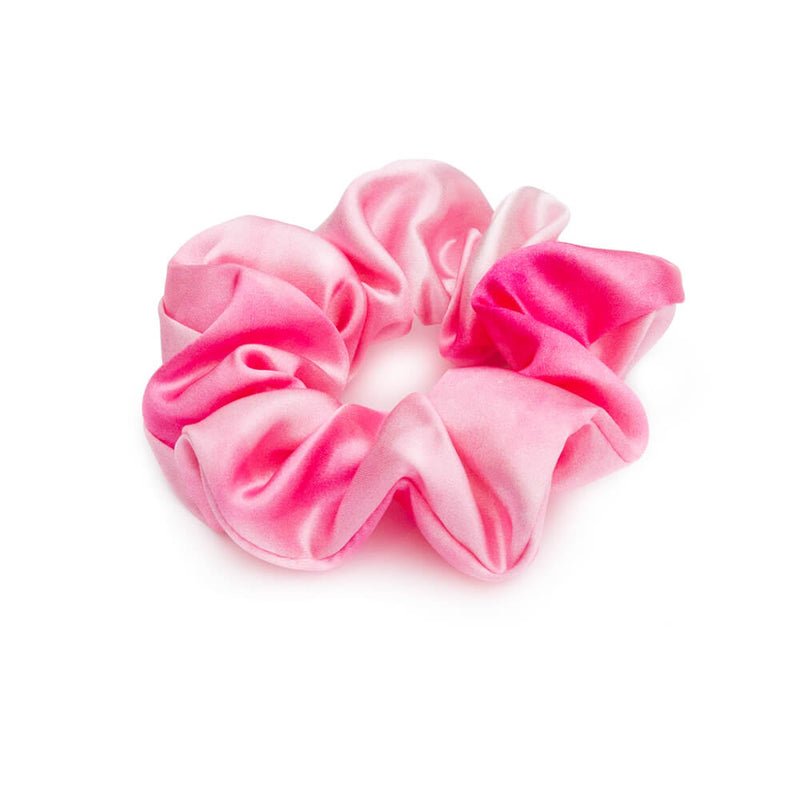 Pink Tie-Dye Blissy Scrunchies Close-Up – Blissy 22 Momme Silk