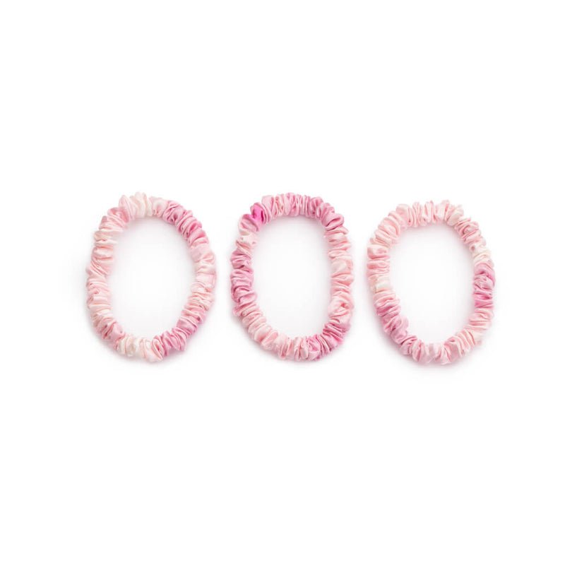 Blissy Mulberry Silk Blissy Skinny Scrunchies – Pink Tie-Dye