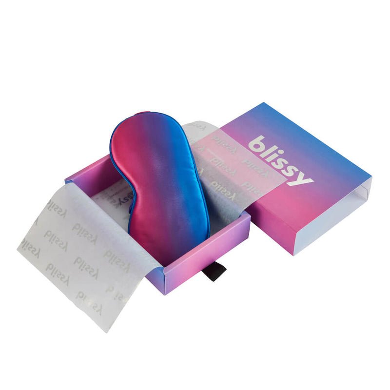 Purple Ombre Sleep Mask Close-Up – Blissy 22 Momme Silk