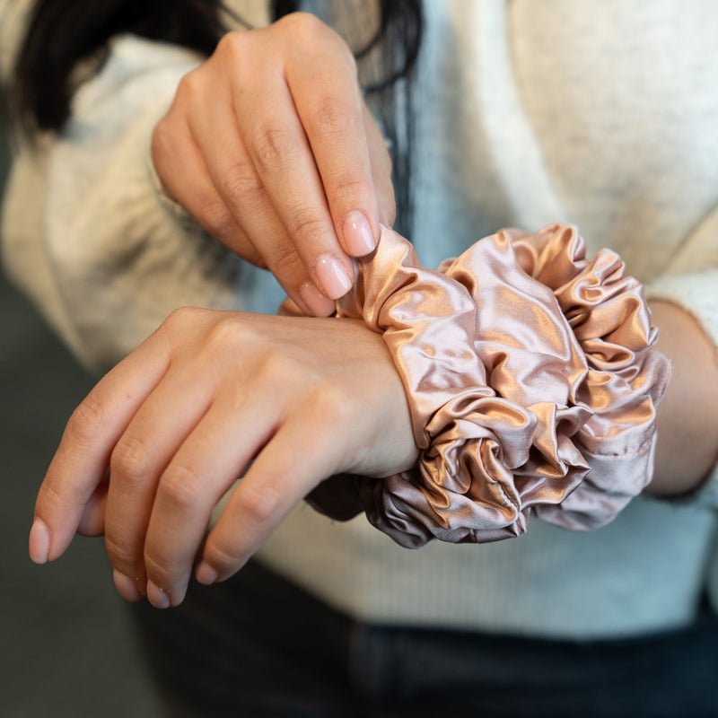 Blissy Mulberry Silk Blissy Scrunchies – Rose Gold