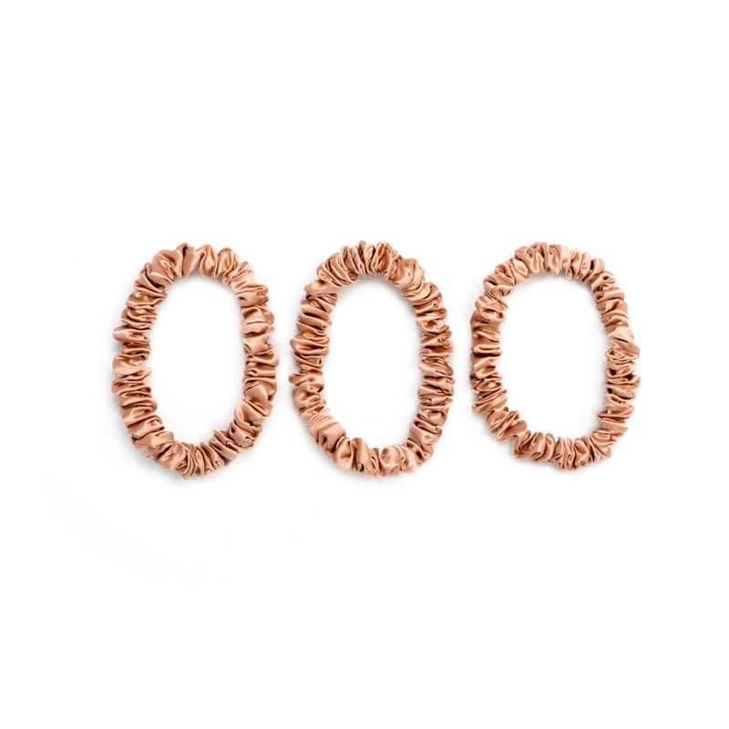 Blissy Rose Gold Silk Blissy Skinny Scrunchies Detail –