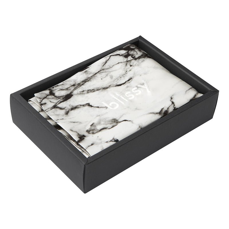 Blissy Mulberry Silk Pillowcase – Light Marble Queen