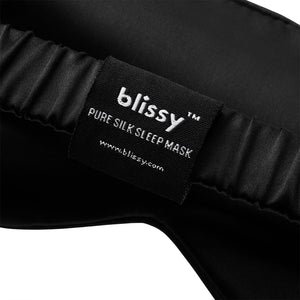 Black Sleep Mask Close-Up – Blissy 22 Momme Silk