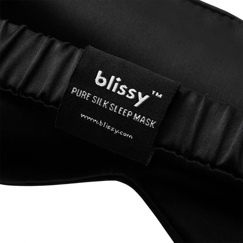 Black Sleep Mask Close-Up – Blissy 22 Momme Silk