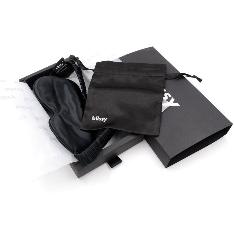 Blissy Black Sleep Mask Lifestyle – Mulberry Silk
