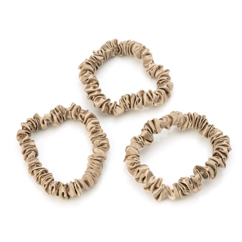 Blissy Taupe Silk Blissy Skinny Scrunchies Detail –