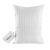 Blissy White Striped Silk Pillowcase Detail – King
