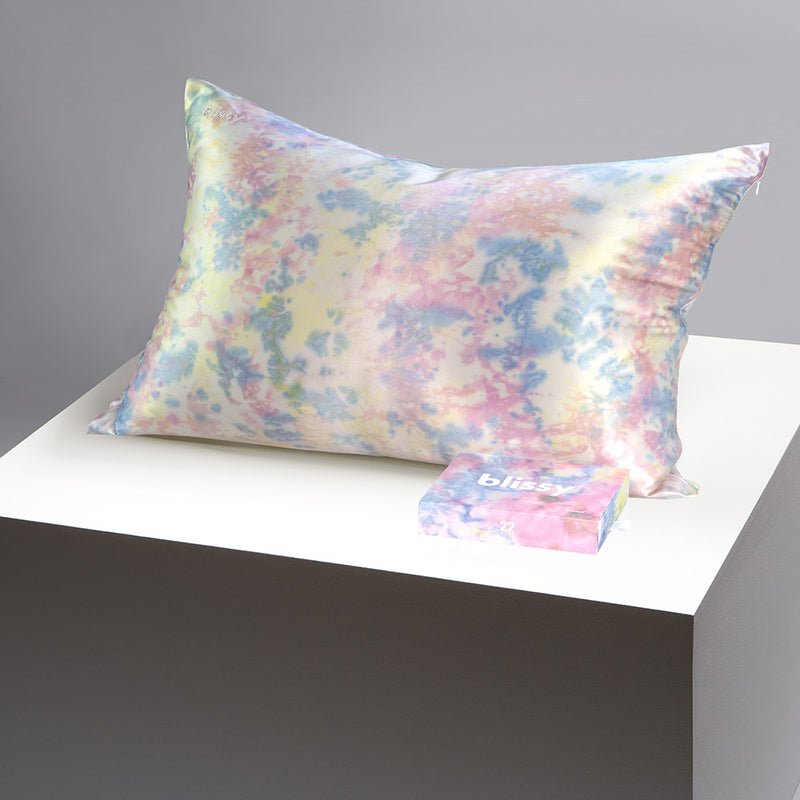 Blissy King Yellow Tie-Dye Pillowcase – 22 Momme Mulberry Silk, 100% Silk